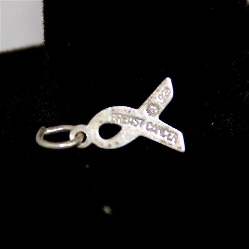 Sterling Silver Breast Cancer Awareness Ribbon Charm Pendant‎ 925 Hallmark - Picture 5 of 8